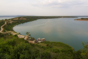 Kazinga channel and port for boat rides at the channel