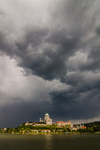 Hungarian bazilika at Esztergom during storm